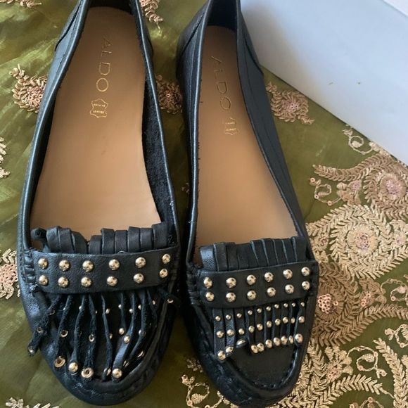 Aldo Black Studded Flats - Picture 3 of 11